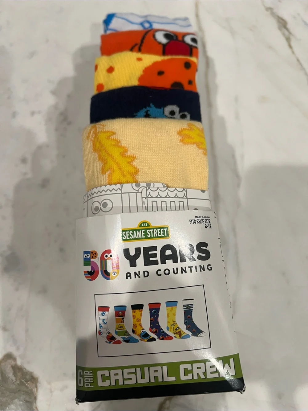 Sesame Street Elmo Big Bird Cookie Monster Bert Men’s Crew Style Socks